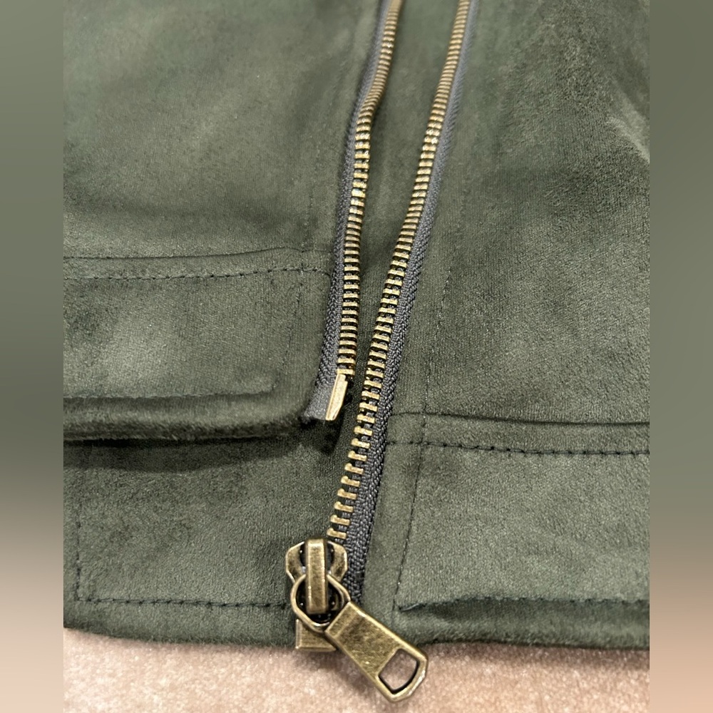 Dark Green Vegan Suede Jacket XS - Picture 15 of 15